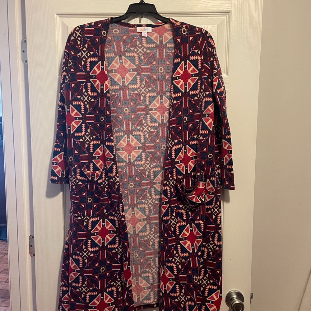 LuLaRoe  Sarah Multicolor Geometric Cardigan Size medium